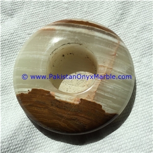 Onyx Candle Holder Disk Shaped