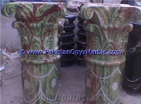 Onyx Columns Hand Craved Pillars Carved Top