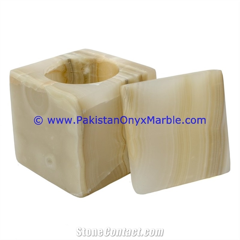 Onyx Square Cube Boxes Canister Trinket