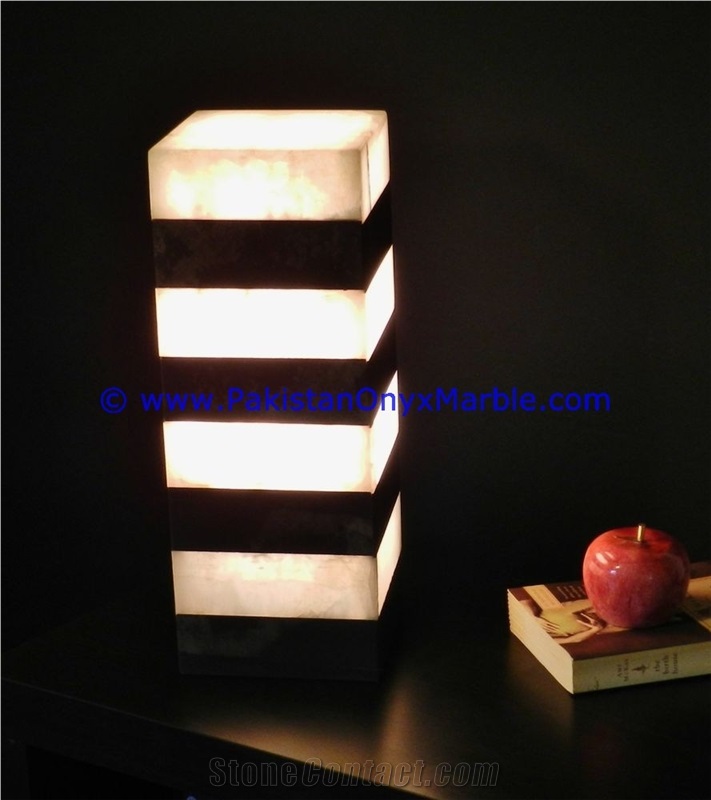 Onyx Square Cube Rectangle Shaped Lamp