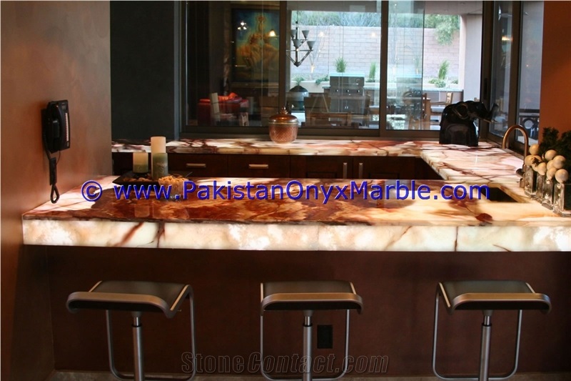 Various Sized Multi Red Onyx Countertop