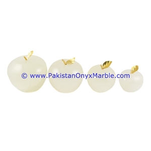 White Onyx Apples with Brass Stem Leaf