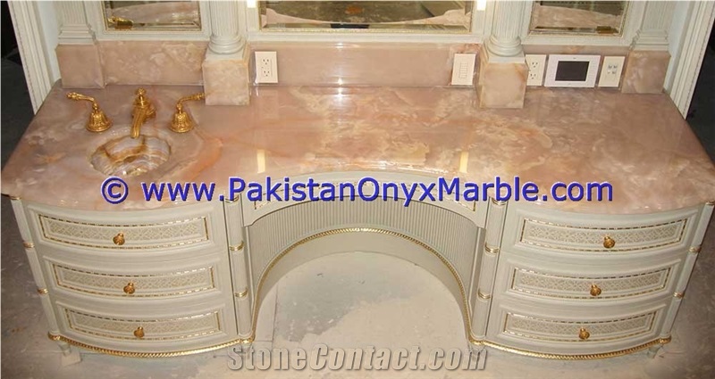 White Onyx Countertop with Integral Sink