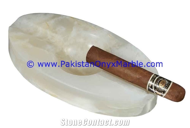 White Onyx Handcarved Cigar Ashtrays