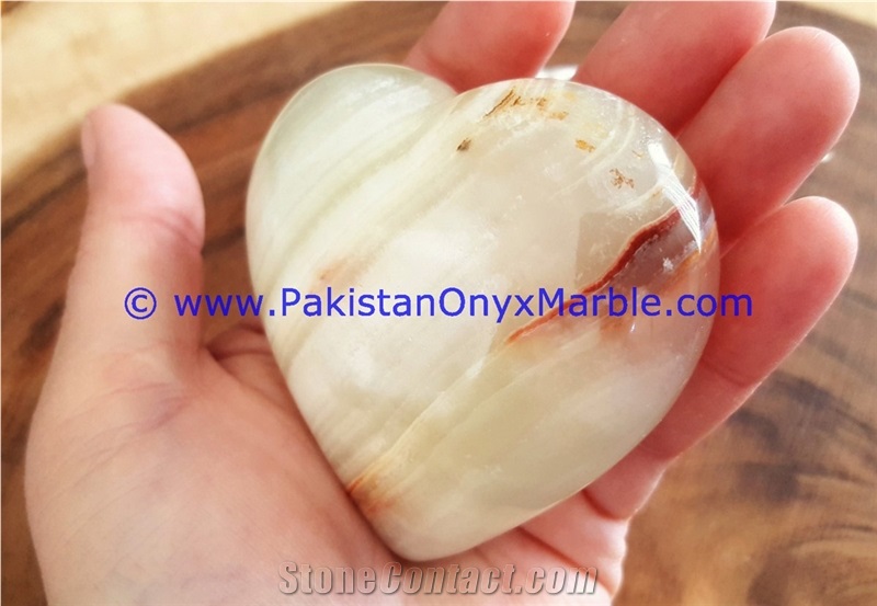 White Onyx Handcarved Heart