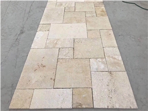 Beige Travertine Villa Pattern Floor Paving