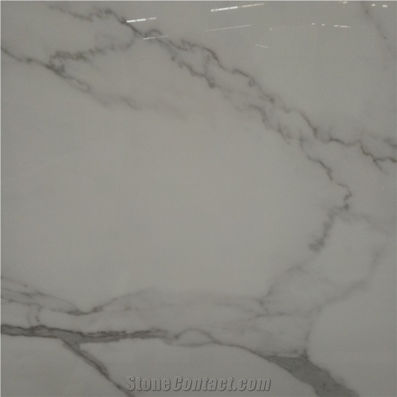 Artificial Calacatta White Marble Flooring Tiles