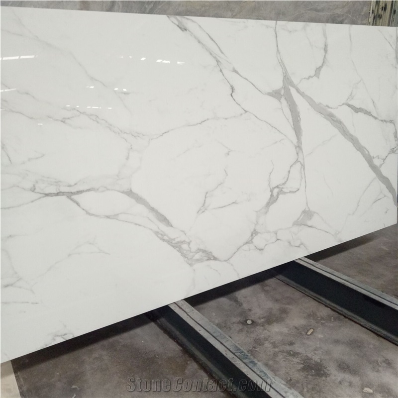 Artificial Calacatta White Marble Flooring Tiles