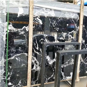 Century Black Ice Marble Stone Slabs Flooring