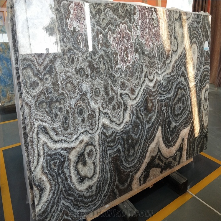 China Black Flower Onyx Marble Stone Slab and Tile