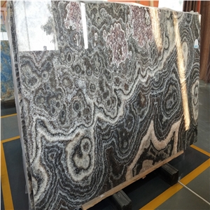 China Black Flower Onyx Marble Stone Slab and Tile
