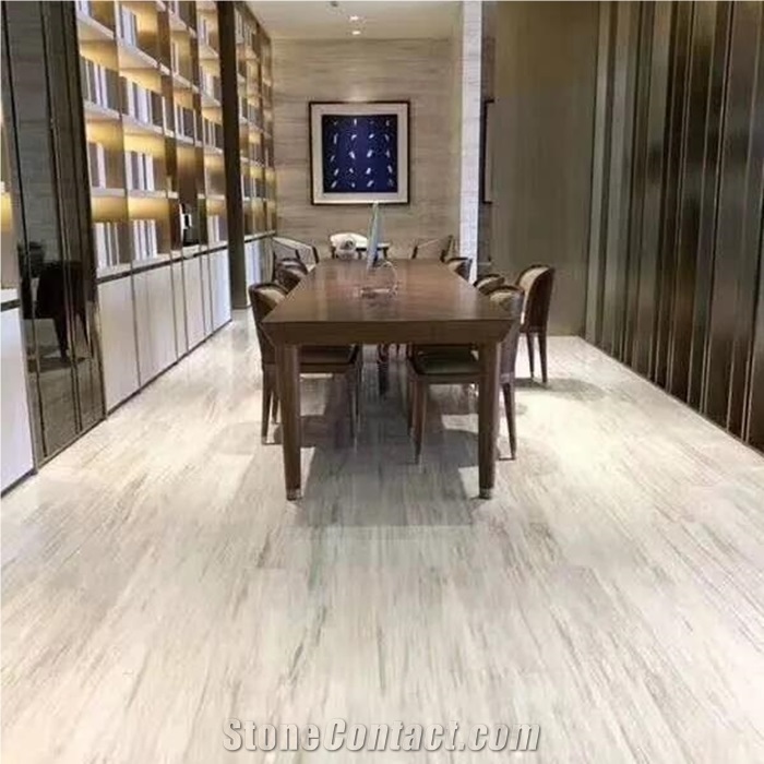China Eurasian White Wood Marble Tiles Room Design