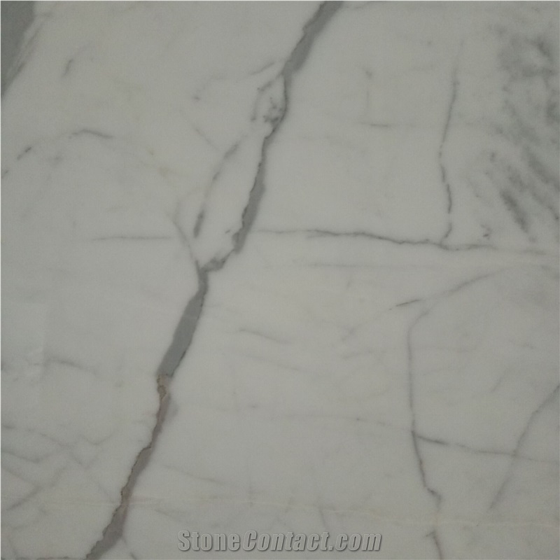 China Good Fine Lines Snow White Marble Slabs