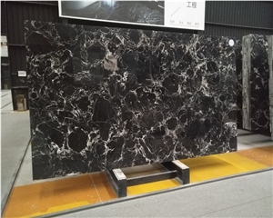 China Low Price Polished Ice Black Flower Marble