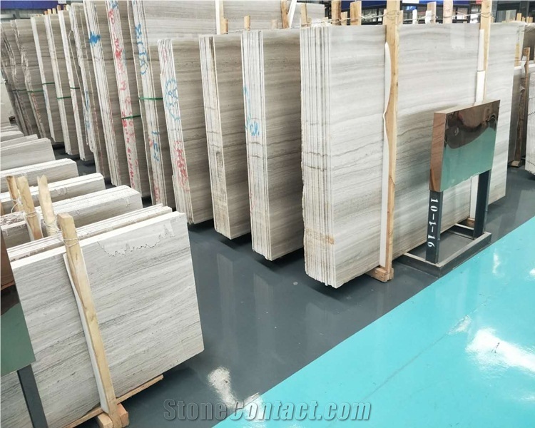 China Polished Grey Wood Vein Marble Slabs