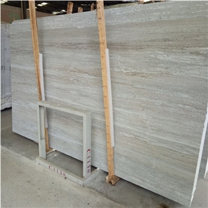 China White Crystal Wood Grain Marble Slab
