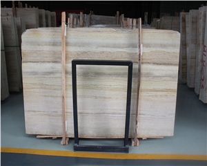 China Yellow Wooden Veins Marble Slabs