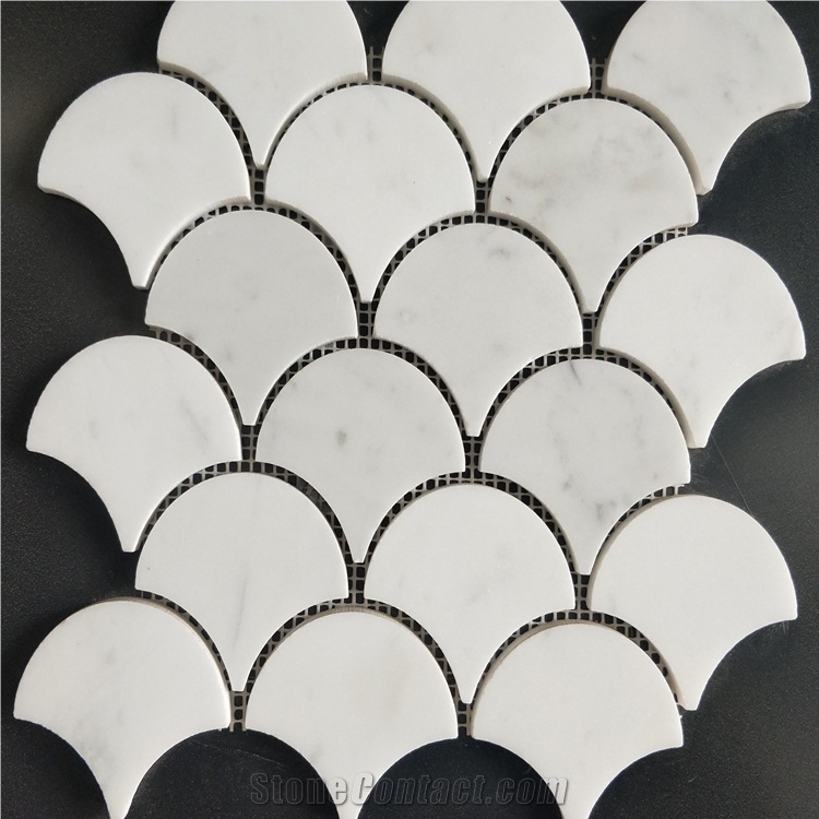 Chinese White Marble Waterjet Sector Mosaic