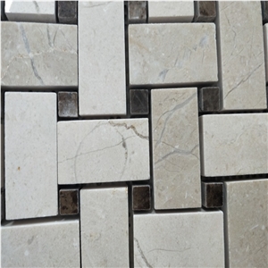 Cream Marfil Marble Basketweave Mosaic Tiles