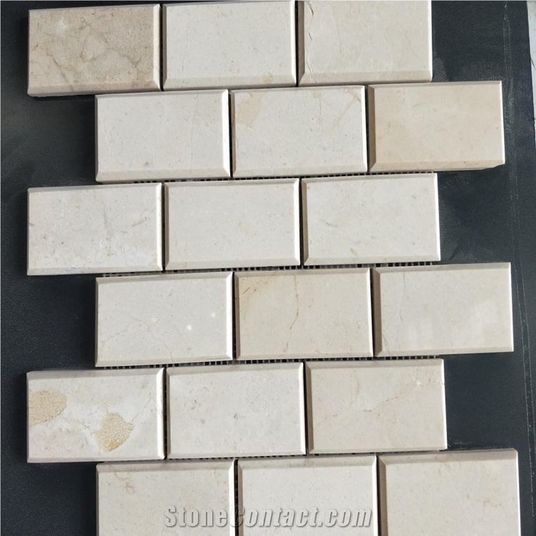Cream Marfil Marble Brick Mosaic Wall Tile