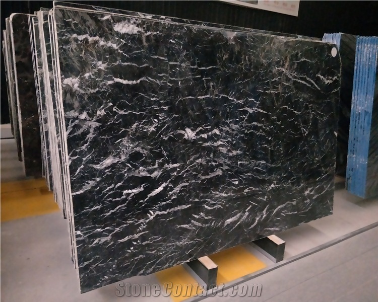 Italy Black Caronica Marble Slabs for Worktop