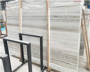 Polished White Crystal Wood Vein Marble Slabs