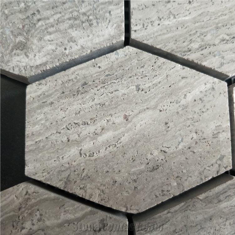 White Wood Hexagon Marble Mosaic Tile