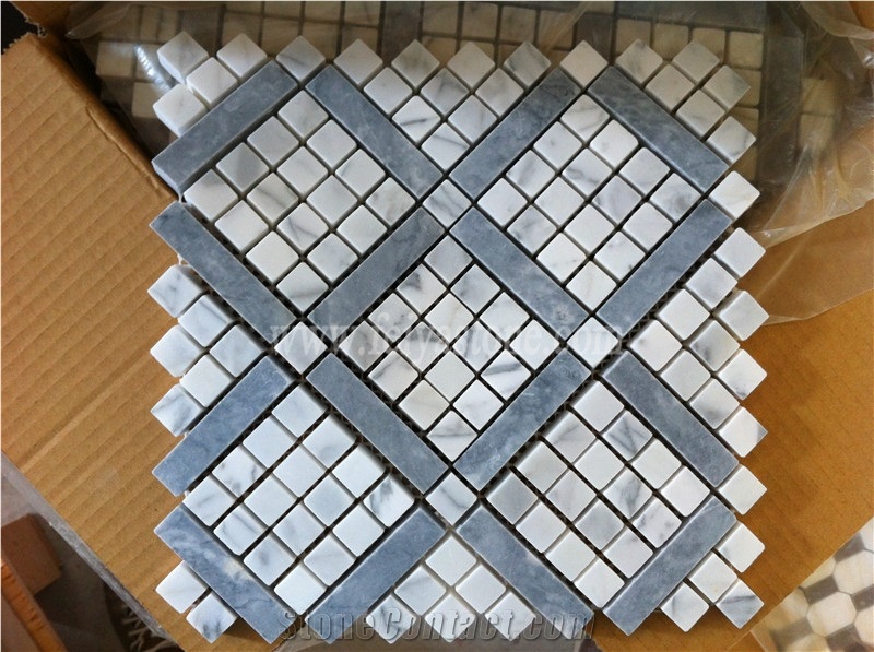 Black and White Marble Mosaic Pattern Basketweave