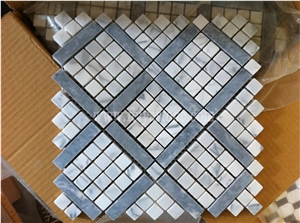 Black and White Marble Mosaic Pattern Basketweave