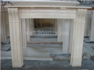 Cream Marfil Handcarved Natural Marble Fireplace