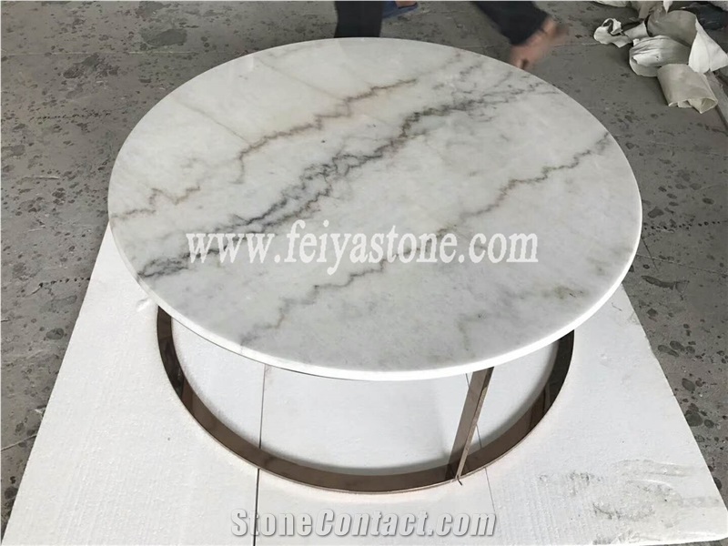 Guangxi White Round Table Top for Coffee Shop