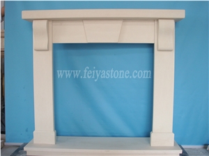 White Limestone White Marble Fireplace Surround