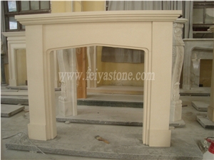 White Limestone White Marble Fireplace Surround