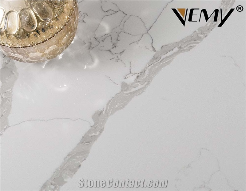 Vm-17415 Engineered Calacatta White Stone Countertops