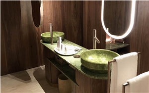 China Verde Ming Marble Basins for Hotel