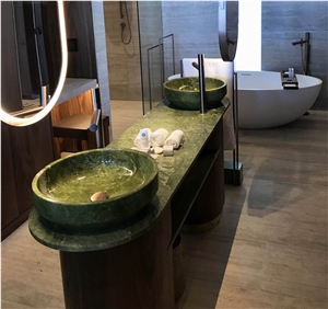 China Verde Ming Marble Basins for Hotel