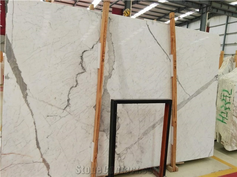 Italy White Statuario Marble Slab