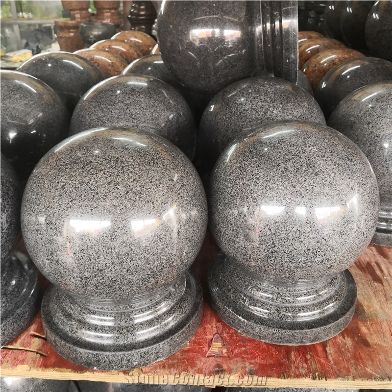 Grey Granite Car Park Round Spherical Bollard Ball