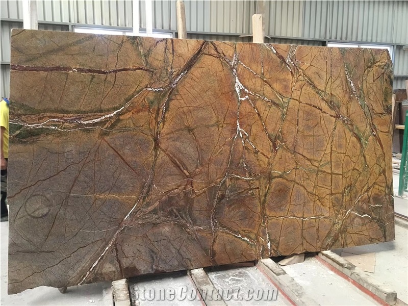 India Cafe Brown Forest Marble Slab Tile Price