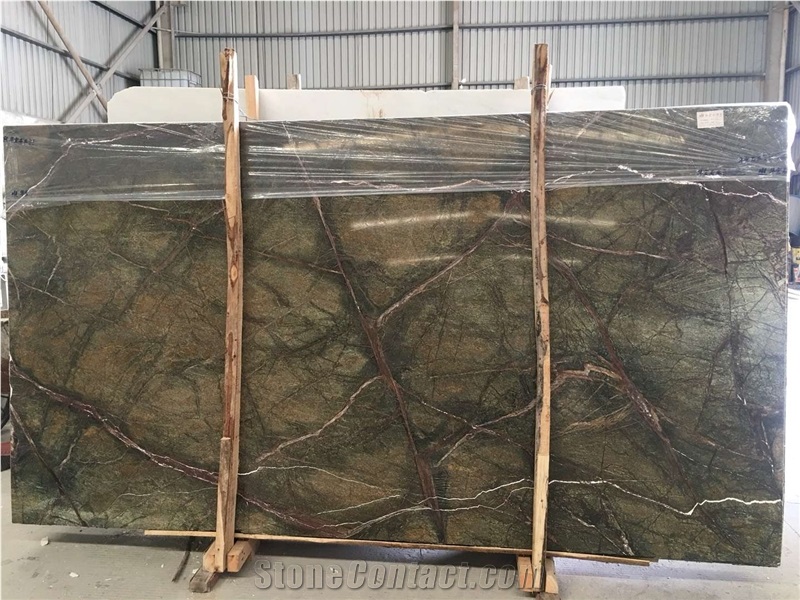 Indian Rain Forest Green Marble Slab Tiles Price