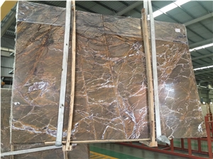 Indian Rainforest Brown Marble Slab Tile Price