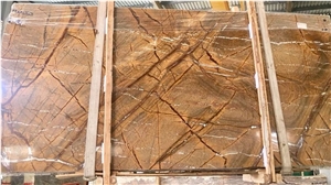 Indian Rainforest Gold Marble Slab Tile Price