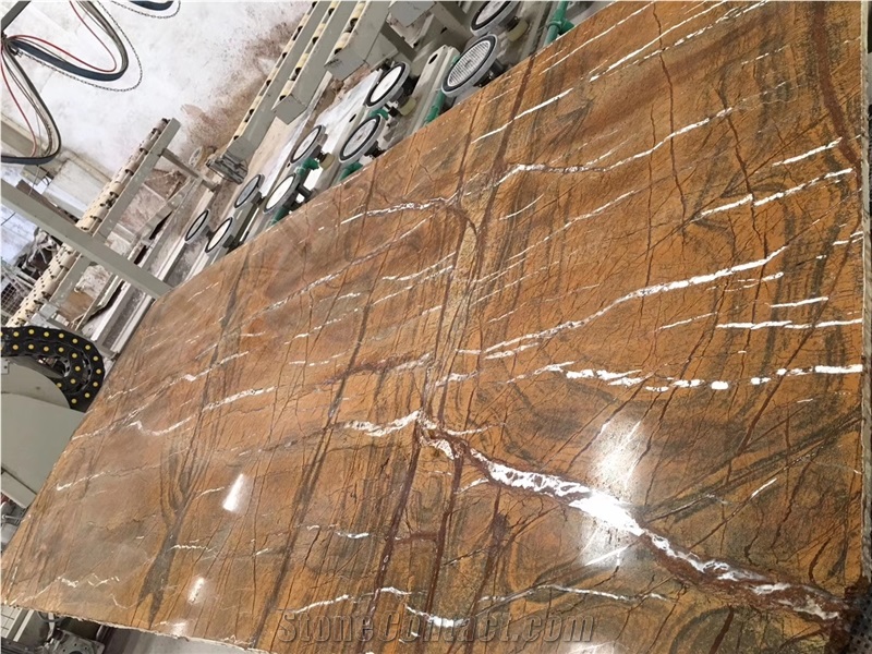 Indian Rainforest Gold Marble Slab Tile Price