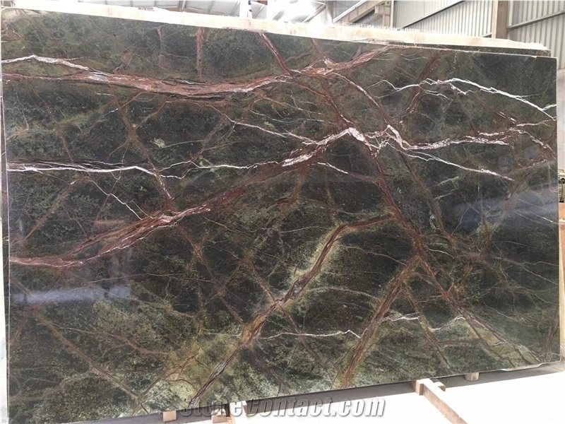Indian Rainforest Green Marble Slab Tile Price