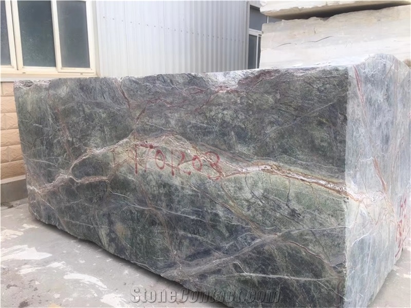 Quarry Indian Rainforest Green Marble Block Price