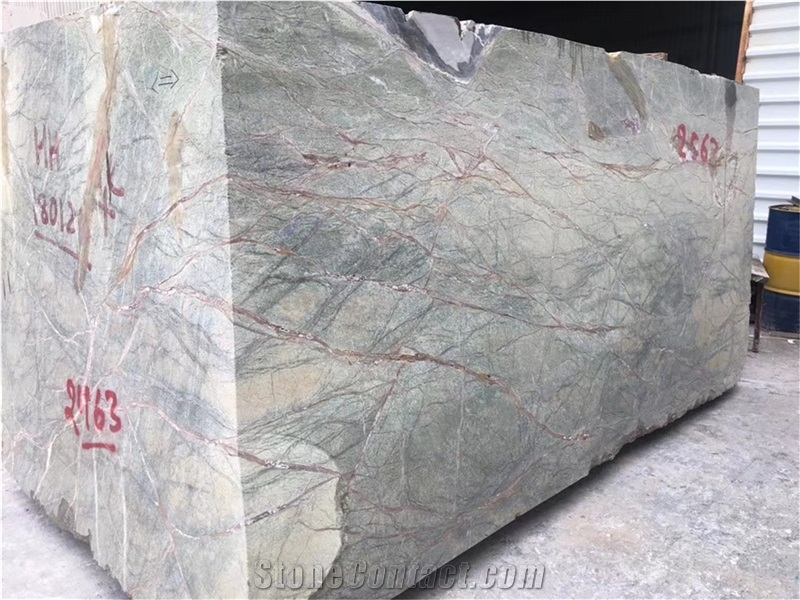 Quarry Indian Rainforest Green Marble Block Price