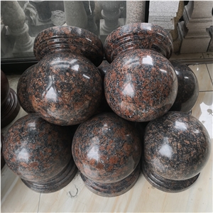 Tan Brown Granite Round Cast Stone Pillar Caps