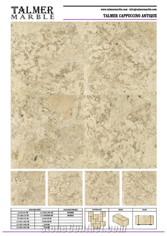 Talmer Cappuccino Antique Marble Tiles, Slab