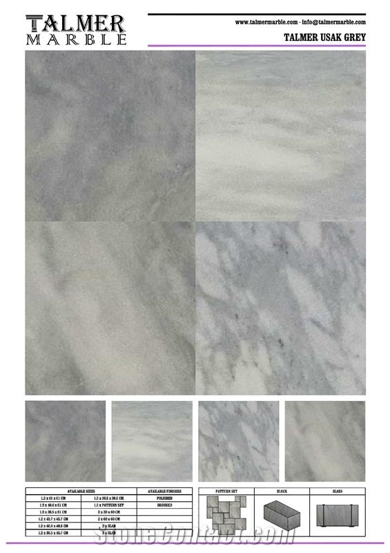 Talmer Usak Grey Marble Tiles & Slab
