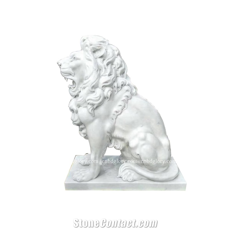 Natural Marble Life Size Sleeping Lion Statue